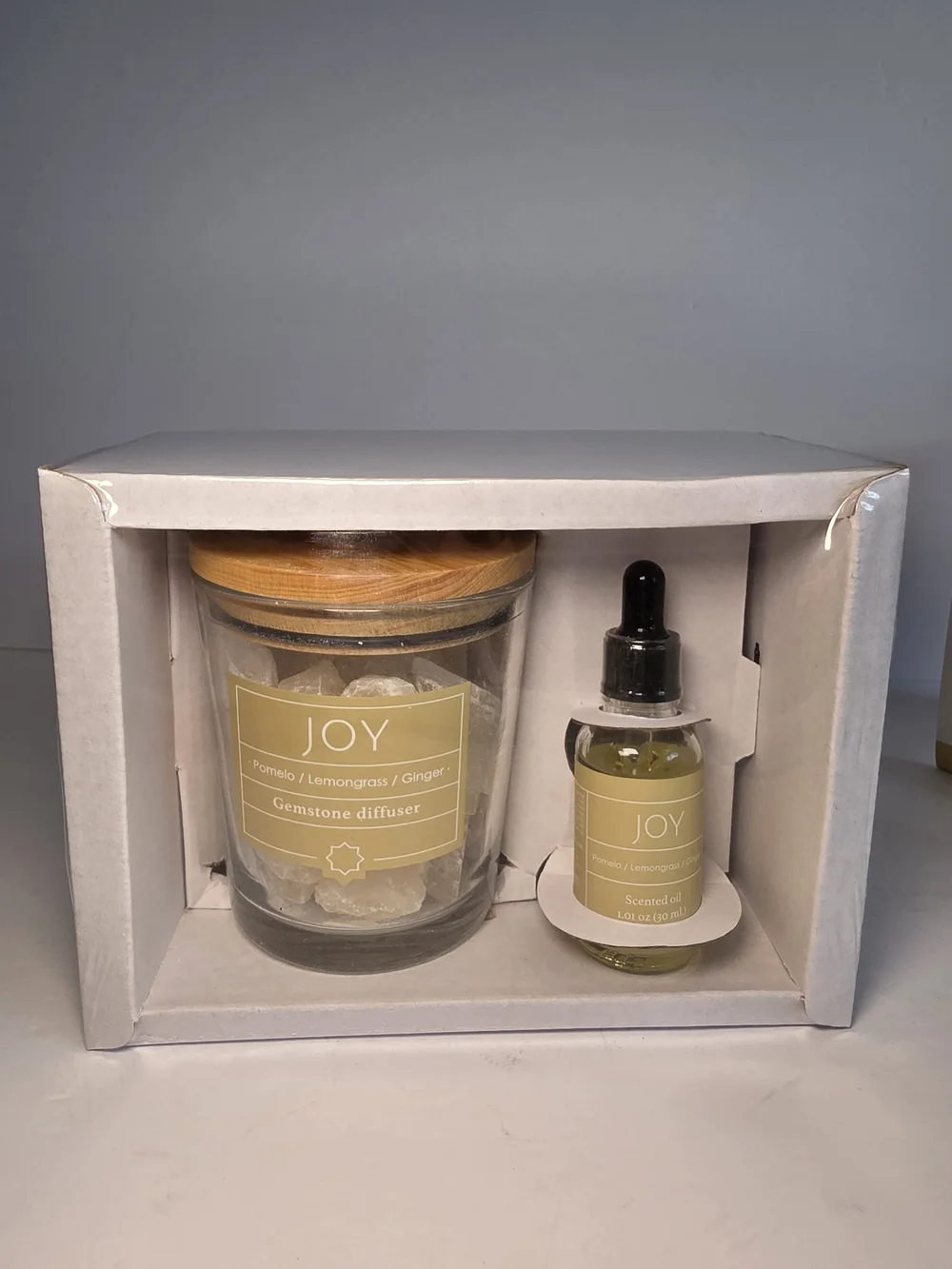 Pomelo Lemongrass Ginger Scented Salt Rock Diffuser Set